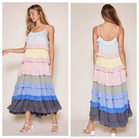 The Most Fabulous Sleeveless Multi Color Boho Maxi Dress! - Picture 1 of 4